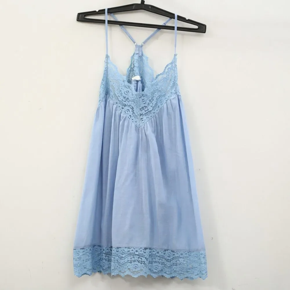 Intimately Free People Fiona Mini Slip Dress Billowy Sleeveless Lace M 288890